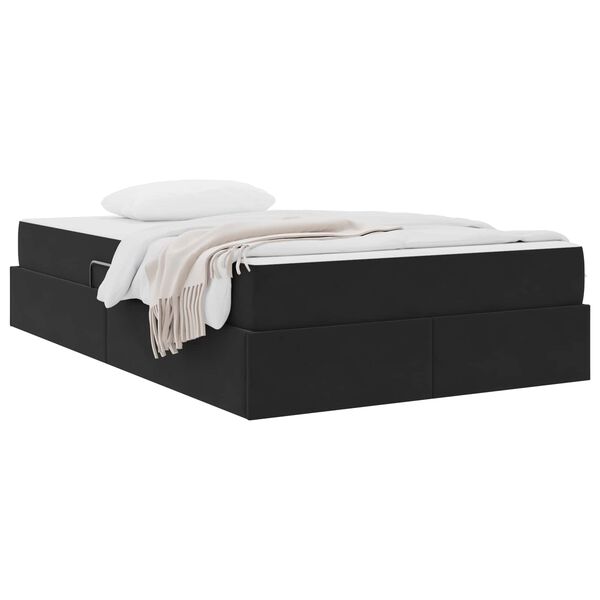 vidaXL Cama com arruma&ccedil;&atilde;o e colch&atilde;o Preto 120 x 190 cm Veludo