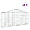 vidaXL Cestos gabi&atilde;o arqueados 7 pcs 200x30x80/100cm ferro galvanizado