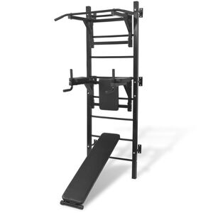 vidaXL Torre de muscula&ccedil;&atilde;o multifuncional de montagem na parede, preto
