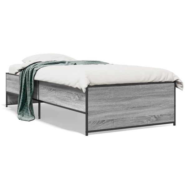 vidaXL Estrutura cama 100x200 cm derivados madeira/metal cinza sonoma