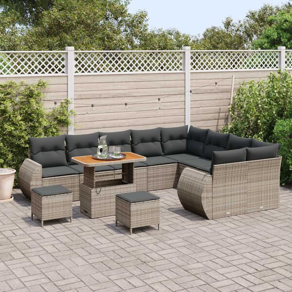 vidaXL Conjunto de Sof&aacute; de Jardim com almofada 12 pcs Cinzeto