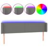 vidaXL Cabeceira cama c/ luzes LED tecido 163x16x78/88cm cinza-escuro