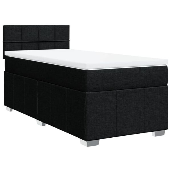vidaXL Cama com molas/colch&atilde;o 100x200 cm tecido preto