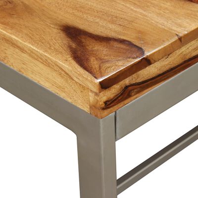 vidaXL Mesa de jantar madeira de sheesham maciça e aço 180 cm