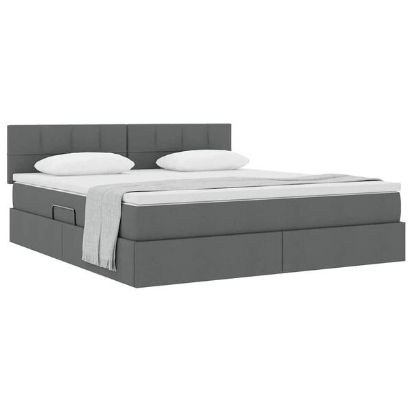 vidaXL Cama com arruma&ccedil;&atilde;o e colch&atilde;o Cinza Escuro 160 x 200 cm
