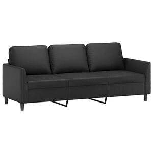 vidaXL Sof&aacute; de 3 lugares 180 cm couro artificial preto