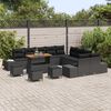vidaXL Conjunto de Sof&aacute; de Jardim 14 pcs Preto Rattan Sint&eacute;tico