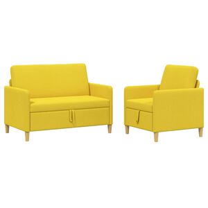 vidaXL Conjunto de Sof&aacute; com Armazenamento 2 unid. Amarelo Claro