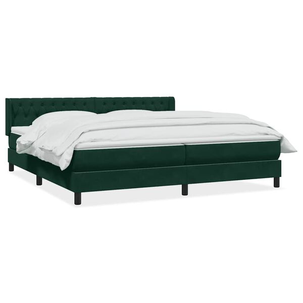vidaXL Cama com molas/colch&atilde;o 180x210 cm veludo verde-escuro