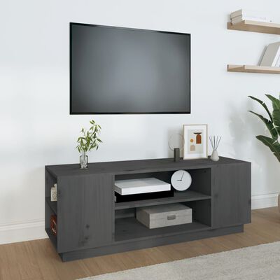 vidaXL Móvel de TV 110x35x40,5 cm madeira de pinho maciça cinzento