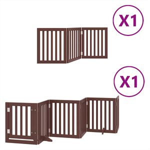 vidaXL Port&atilde;o p/ c&atilde;es c/ porta dobr&aacute;vel 9 pain&eacute;is 450cm &aacute;lamo castanho