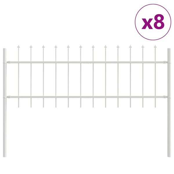vidaXL Cerca para Jardim 8 pcs Branco 13,6 x 0,6 m