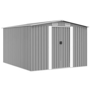 vidaXL Abrigo de jardim 257x298x178 cm metal cinzento