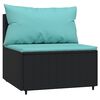 vidaXL 4 pcs conjunto lounge de jardim c/ almofad&otilde;es vime PE preto