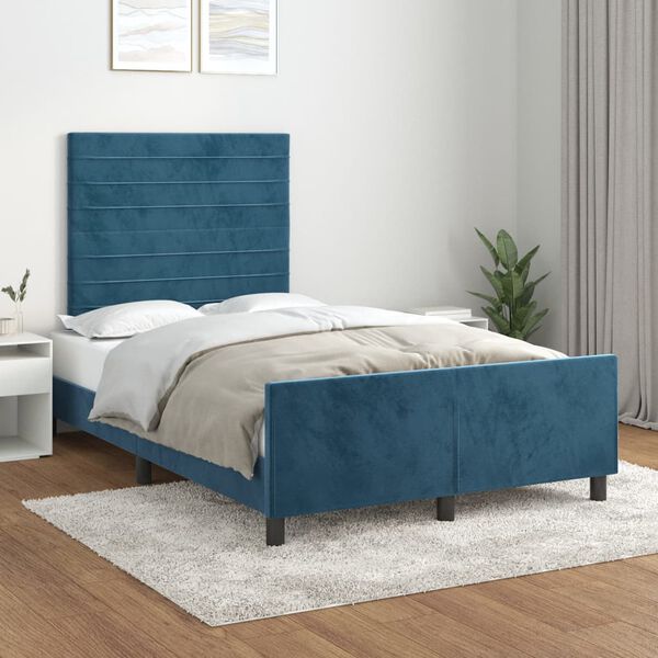 vidaXL Estrutura de cama sem colch&atilde;o 120x200 cm veludo azul