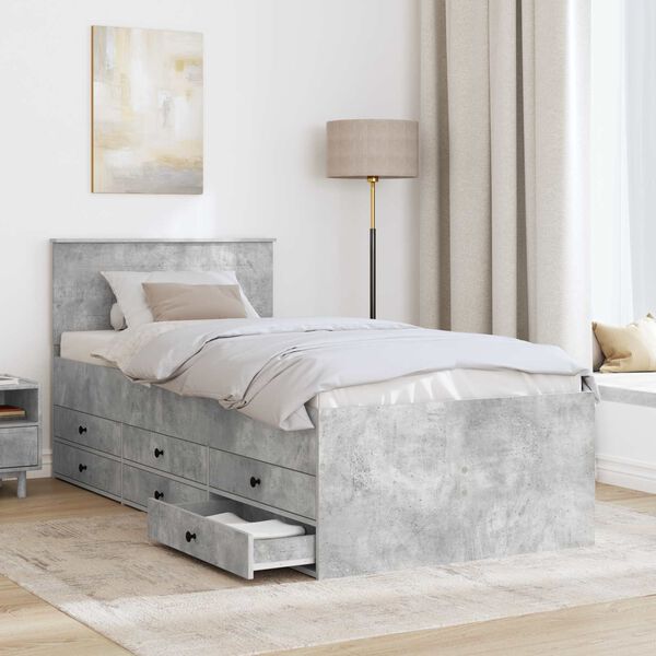 vidaXL Sof&aacute;-camas com gaveta Cinza Concreto e Preto 100 x 200 cm