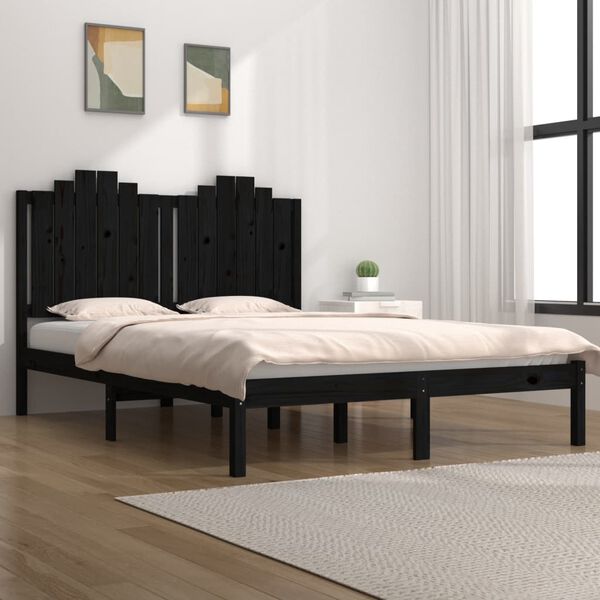 vidaXL Estrutura de cama 200x200 cm pinho maci&ccedil;o preto