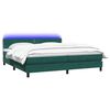vidaXL Cama box spring c/ colch&atilde;o e LED 180x220 cm veludo verde-escuro