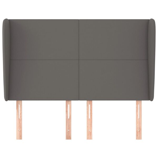 vidaXL Cabeceira cama c/ abas couro artif. 147x23x118/128 cm cinzento