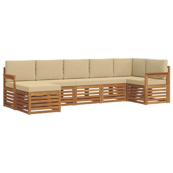 vidaXL Conjunto de Sof&aacute; Sectional com almofada 7 pcs Natural e Bege