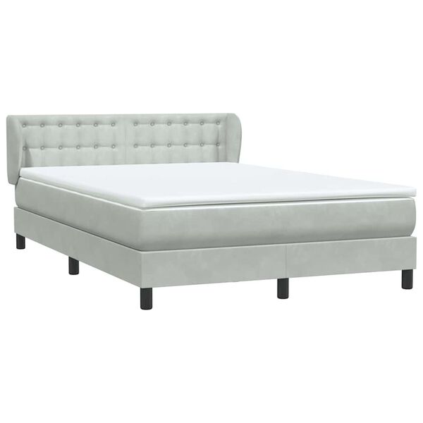 vidaXL Cama com molas/colch&atilde;o 140x210 cm veludo cinzento-claro