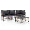 vidaXL 4 pcs conjunto lounge de jardim c/ almofad&otilde;es vime PE antracite
