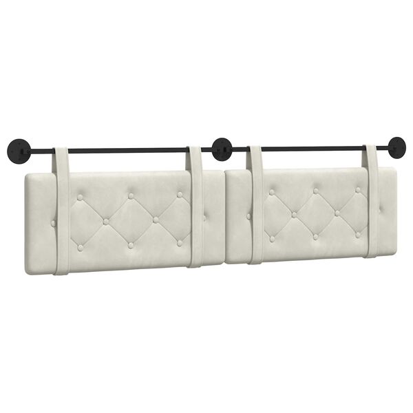 vidaXL Cabeceira Suspensa Creme 170 x 55 x 5 cm Veludo