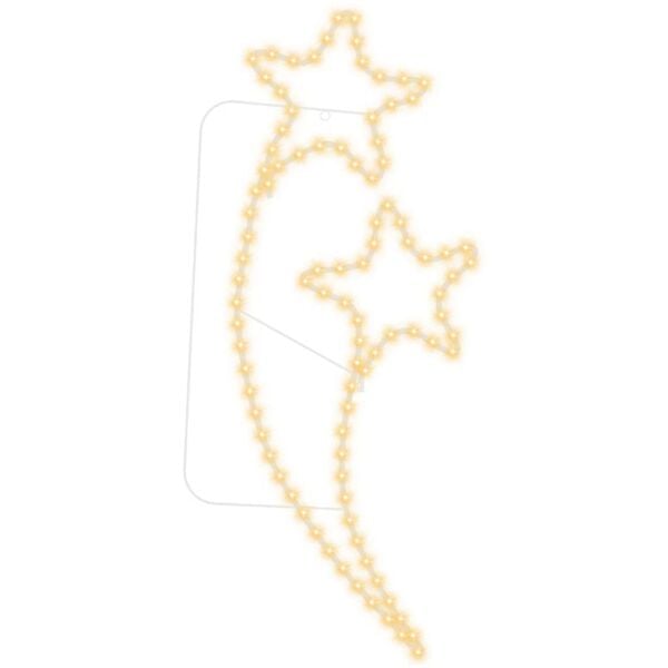 vidaXL Cord&atilde;o ilumina&ccedil;&atilde;o em estrela 2 pcs 125,5x53x4,5cm branco quente