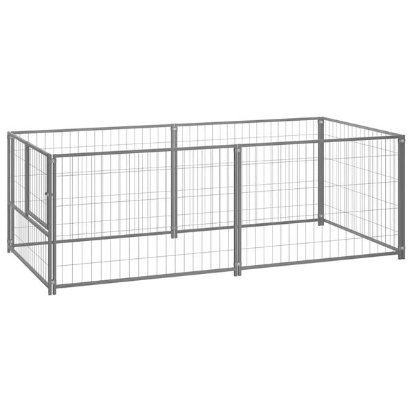 vidaXL Canil para c&atilde;es 200x100x70 cm a&ccedil;o prateado