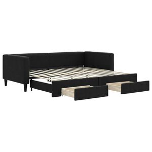 vidaXL Sof&aacute;-cama com gavet&atilde;o e gavetas 90x200 cm tecido preto