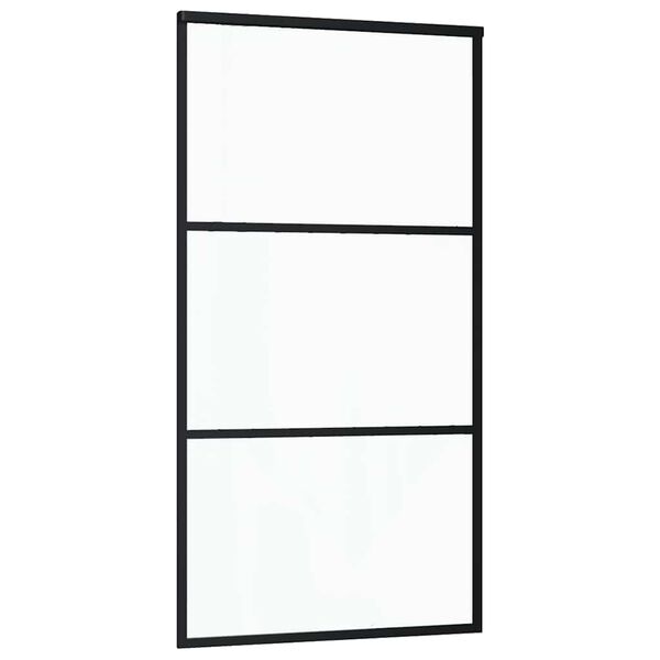 vidaXL Porta deslizante em vidro ESG e alumínio 102x205 cm preto
