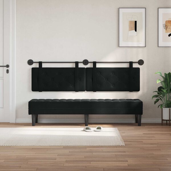 vidaXL Cabeceira Suspensa Preto 190 x 55 x 5 cm Veludo