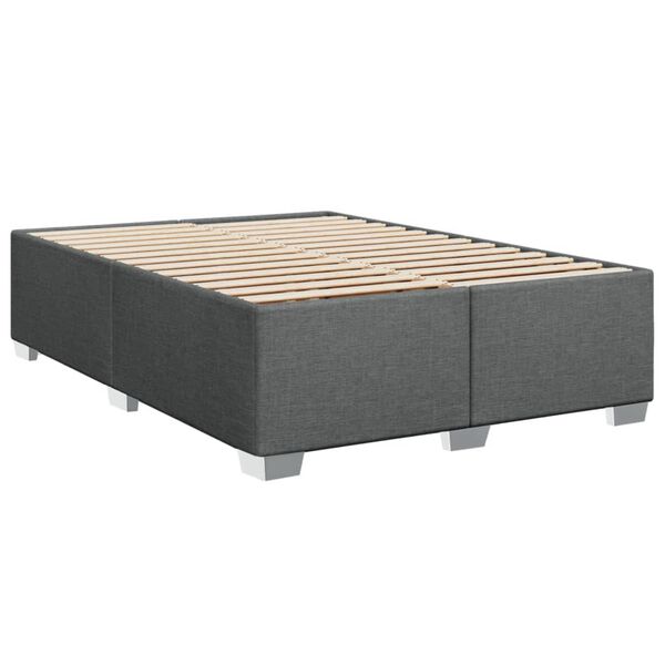 vidaXL Estrutura de cama sem colch&atilde;o 140x190 cm tecido cinzento-escuro