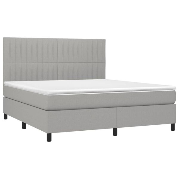 vidaXL Cama com molas/colch&atilde;o 180x200 cm tecido cinzento-claro