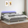 vidaXL Cama box spring c/ colch&atilde;o e LED 200x200 cm tecido cinza-escuro