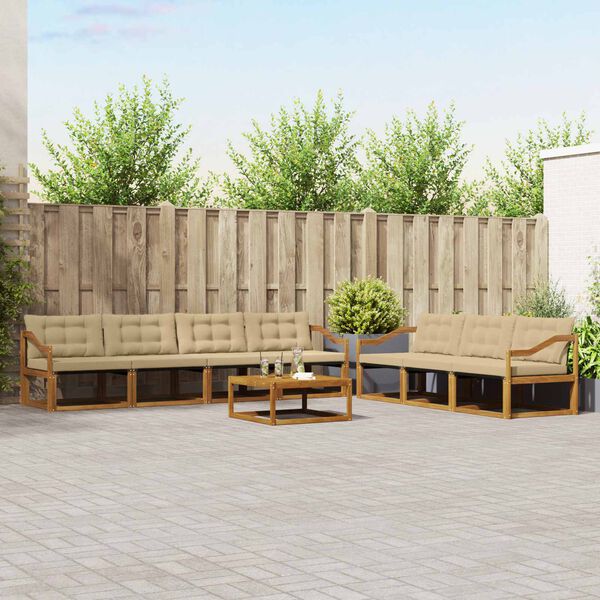 vidaXL Conjunto de Sof&aacute;s para Exterior 8 pcs Natural e Bege