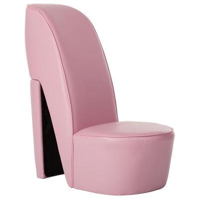 vidaXL Cadeira estilo sapato de salto alto couro artificial rosa