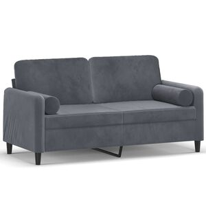 vidaXL Sof&aacute; 2 lug. c/ almofadas decorativas 140 cm veludo cinza-escuro