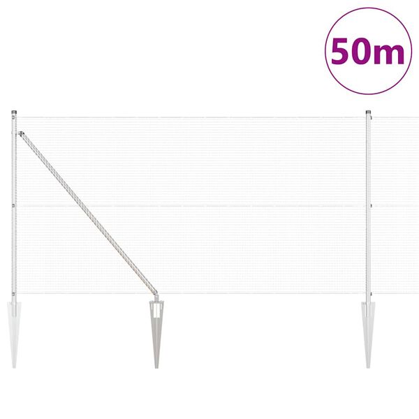 vidaXL Poste de Cerca Prateado 50 x 1 m (malha de 16 x 16 mm) A&ccedil;o