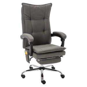 vidaXL Cadeira de escrit&oacute;rio c/ fun&ccedil;&atilde;o de massagem tecido cinzento