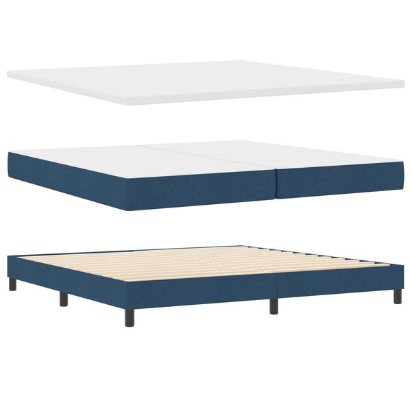 vidaXL Cama Box com colch&atilde;o com cabeceira Azul 200 x 200 cm tecido