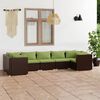 vidaXL 7 pcs conjunto lounge de jardim c/ almofad&otilde;es vime PE castanho