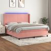 vidaXL Cama box spring c/ colch&atilde;o/LED 180x200 cm veludo rosa
