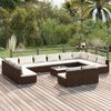 vidaXL 13 pcs conjunto lounge de jardim c/ almofad&otilde;es vime PE castanho