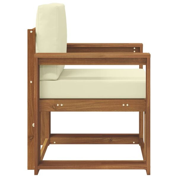 vidaXL Sof&aacute; exterior Madeira de Ac&aacute;cia maci&ccedil;a e Poli&eacute;ster Natural