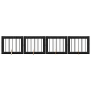 vidaXL Port&atilde;o de C&atilde;o com Suportes 4 pcs Carvalho Preto 100 x 80 cm