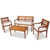 vidaXL 4 pcs conjunto lounge jardim c/ almofad&otilde;es madeira teca maci&ccedil;a