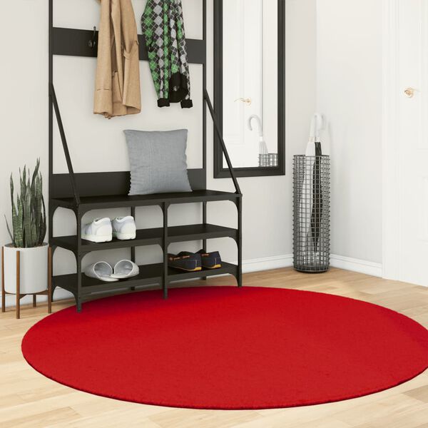 vidaXL Tapete de pelo curto OVIEDO &Oslash; 160 cm vermelho