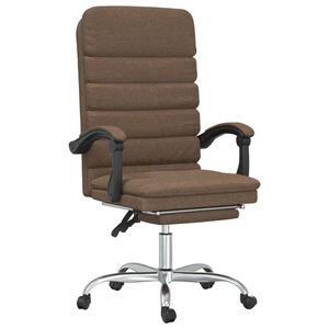 vidaXL Cadeira massagens escrit&oacute;rio reclin&aacute;vel tecido castanho
