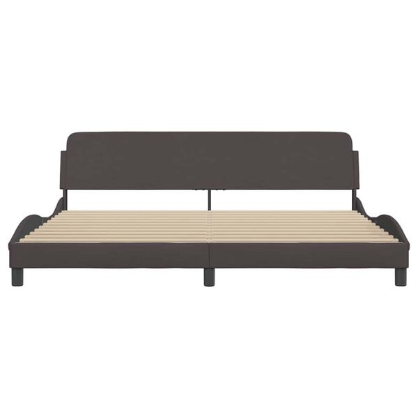 vidaXL Estrutura de cama Dover 200x200 cm tecido castanho-escuro